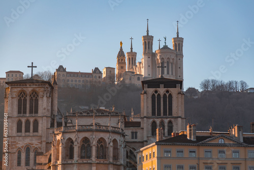 Notre Dame de Fourviere Basilica in Lyon, France photo