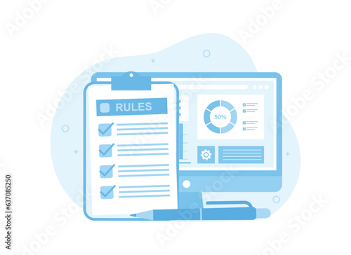 looking for information about the rules concept flat illustration