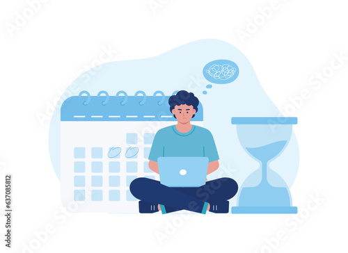 working with time constraints concept flat illustration