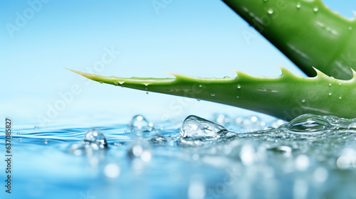 Aloe vera leaf with water droplets.Generative Ai