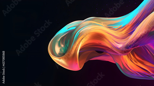 Abstract colorful gradient translucent wave background. modern glossy colorful translucent fluid motion waves  fluent style liquid cloth 3D illustration. Generative AI