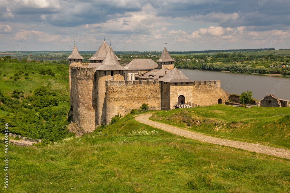 Khotyn Fortress medieval fortification complex in Ukraine.