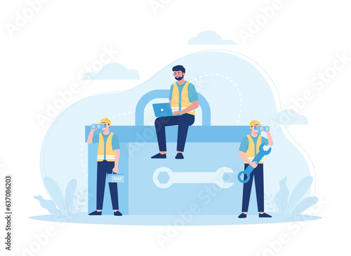 technical repair concept flat illustration