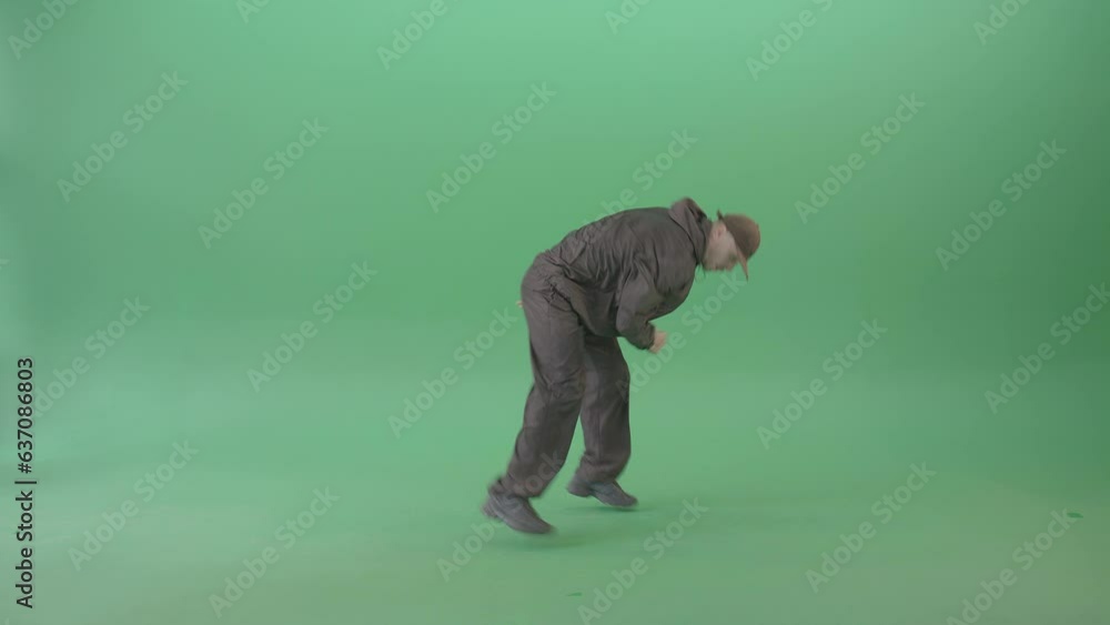 Athlete Man making Air freeze on hand breaking on green screen 4K Video Footage Athlete Man making Air freeze on hand breaking on green screen 4K Video Footage