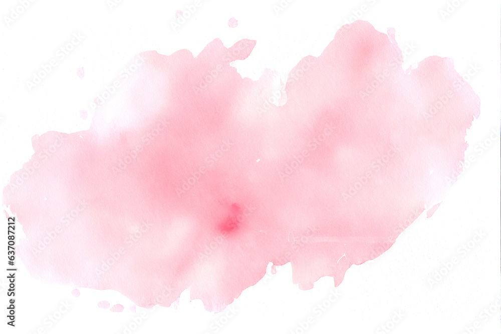 Watercolor splashes on white background. Pink Color.