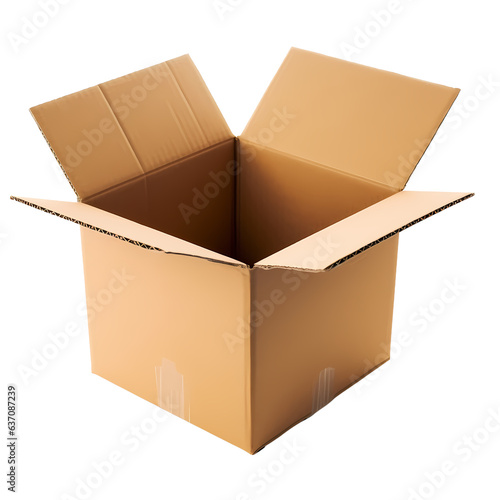 open cardboard box isolated on transparent background