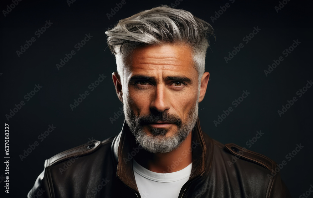 Portrait of Handsome man guy rock musician standing on black color background. Portrait of Handsome man guy rock musician standing on black color background.