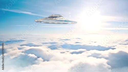 Flying saucer ufo over the clouds
Alien spaceship flying over the clouds, 2023
