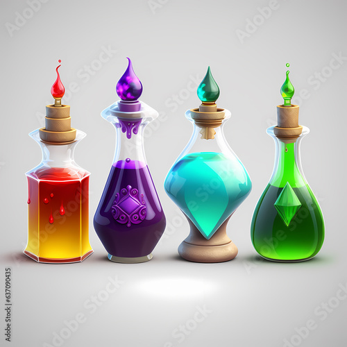 magic bottles icon set