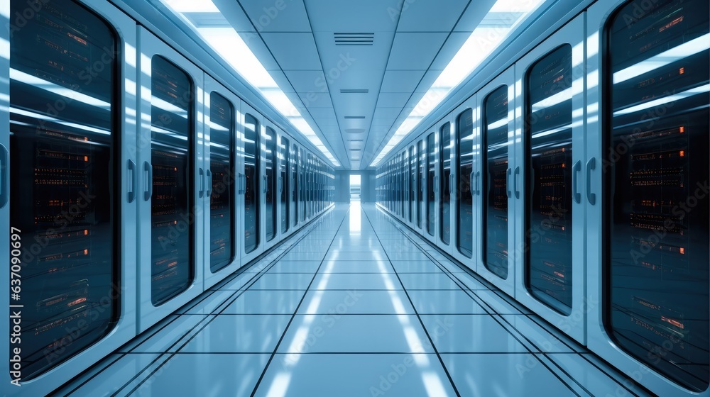 Naklejka premium Data center storage and network server room.