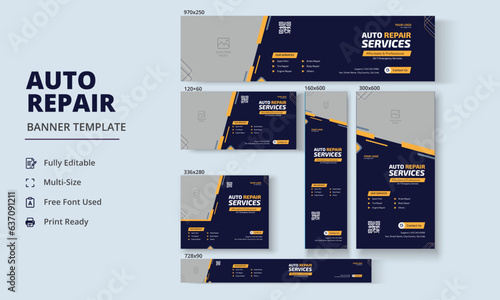 Auto Repair Banner, Auto Repair Social Media Banner, Auto Repair Roll Up Banner