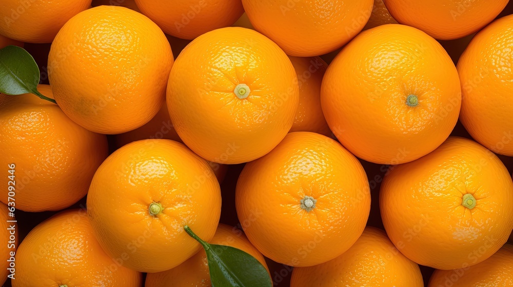 a pile of oranges with leaves on top of them. generative ai a pile of oranges with leaves on top of them. generative ai