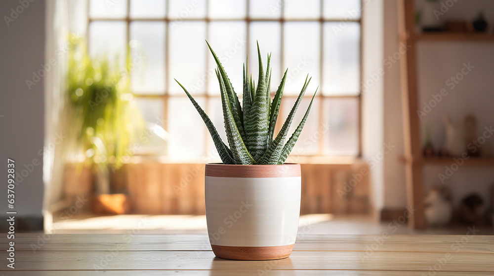 aloe vera plant in a vase. Generative Ai aloe vera plant in a vase. Generative Ai