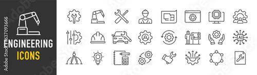Engineering web icons in line style. Manufacturing, engineer, tools, production, application, collection. Vector illustration.