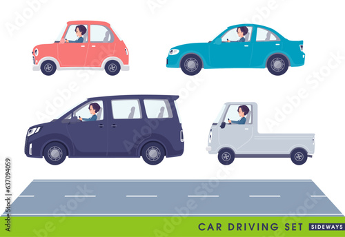 車を運転するビジネス男性のセット