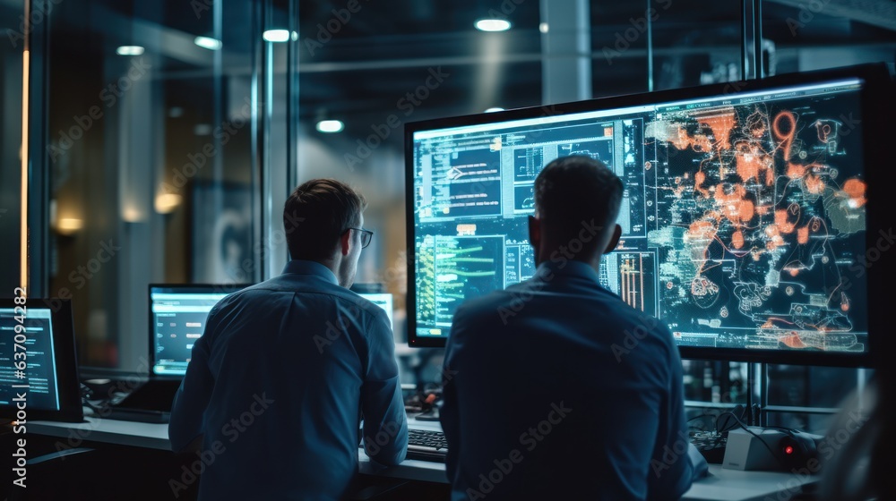 IT specialists confer at a meeting and discuss news in the computer industry IT specialists confer at a meeting and discuss news in the computer industry