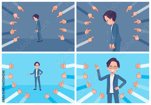 評価をうけるビジネス男性のセット