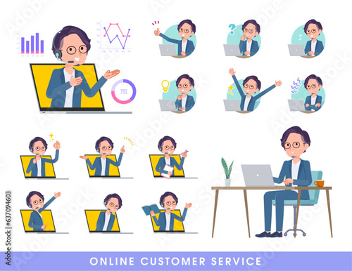 オンラインで接客しているビジネス男性のセット