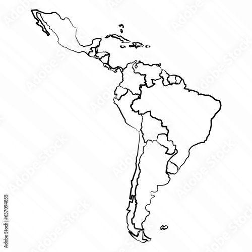 Hand Drawn Latin America Map Illustration