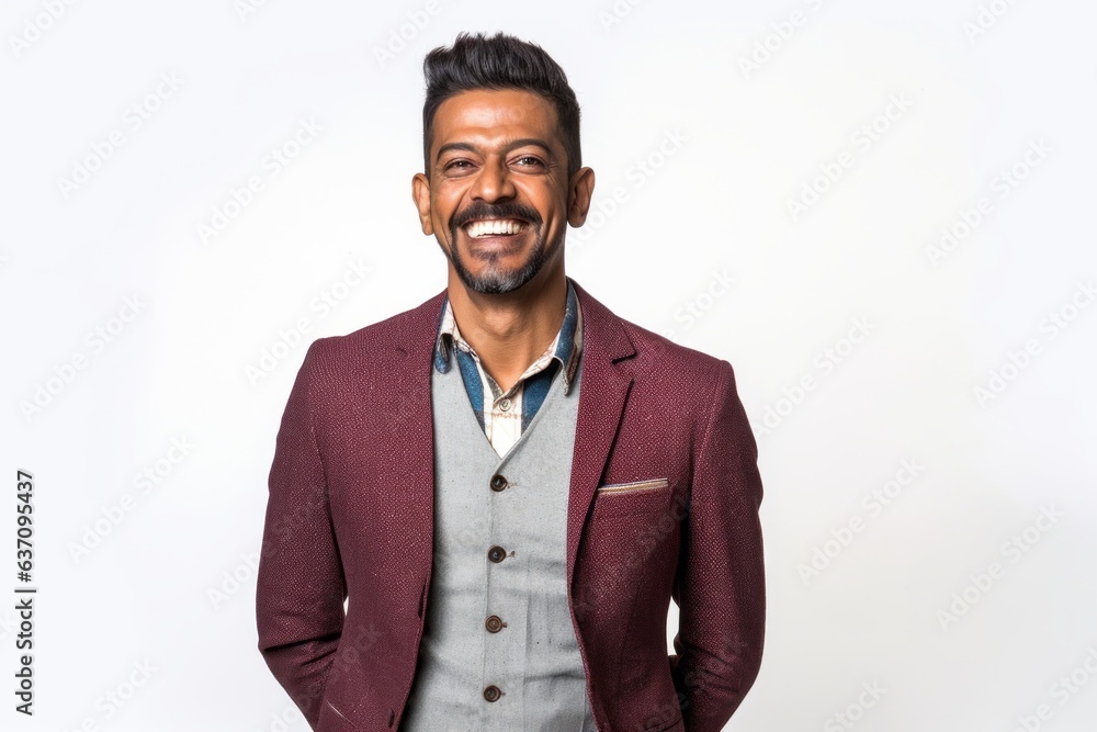 Group portrait of an Indian man in his 30s against a white background Group portrait of an Indian man in his 30s against a white background