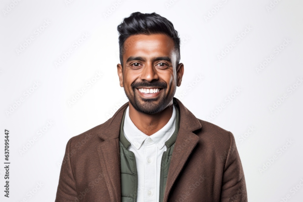 Group portrait of an Indian man in his 30s against a white background Group portrait of an Indian man in his 30s against a white background