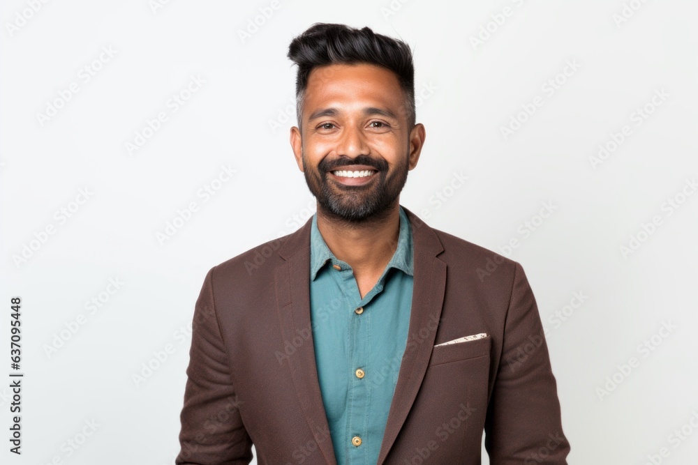 Group portrait of an Indian man in his 30s against a white background Group portrait of an Indian man in his 30s against a white background