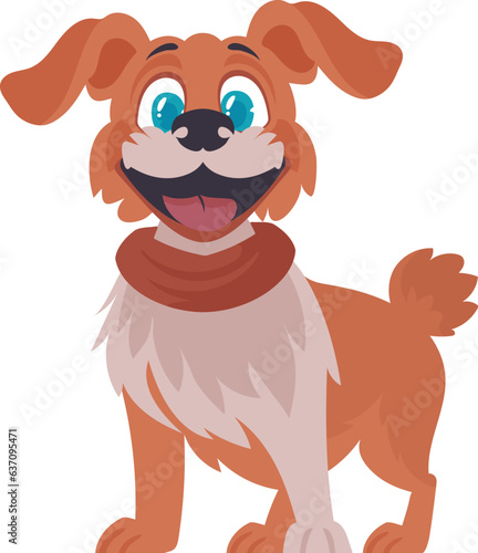 Intelligentbeat getting to be flushed canine. Canine grinning. Cartoon style  Vector Illustration
