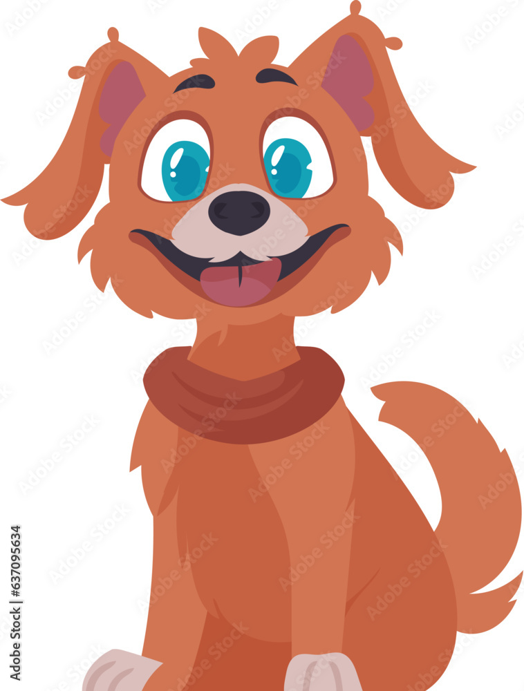 Obraz premium Intelligentbeat getting to be flushed canine. Canine smiling. Cartoon style, Vector Illustration