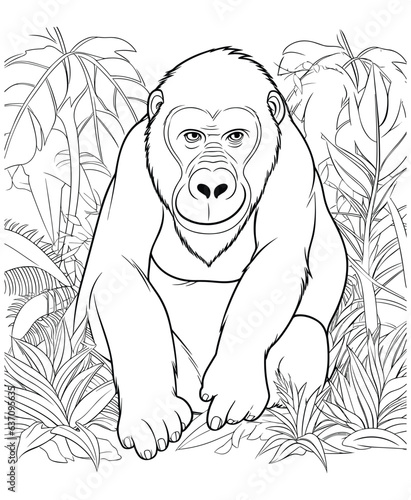 gorilla coloring page for adults