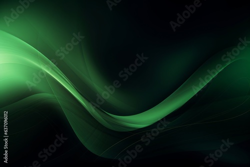 Abstract green and black background with wavy lines