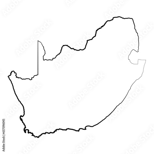 Hand Drawn Lined South Africa Simple Map Drawing