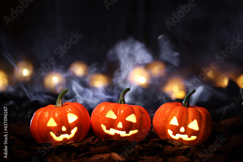 halloween pumpkins with smoke