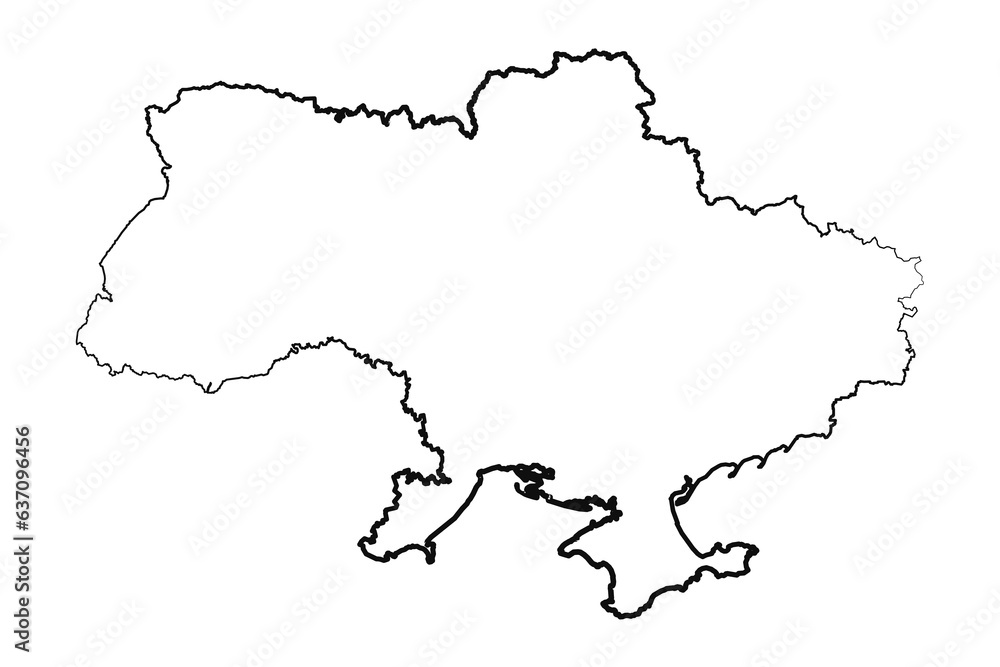 Obraz premium Hand Drawn Lined Ukraine Simple Map Drawing