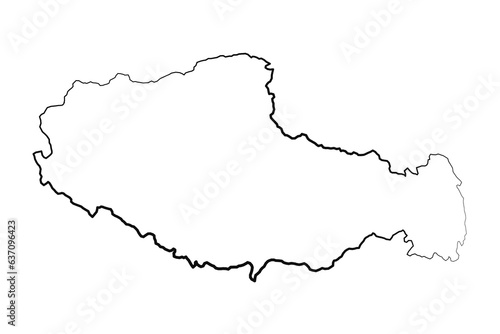 Hand Drawn Lined Tibet Simple Map Drawing