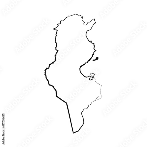 Hand Drawn Lined Tunisia Simple Map Drawing