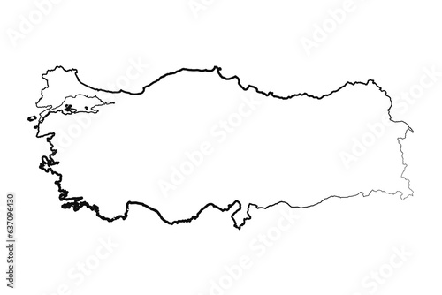 Hand Drawn Lined Turkey Simple Map Drawing