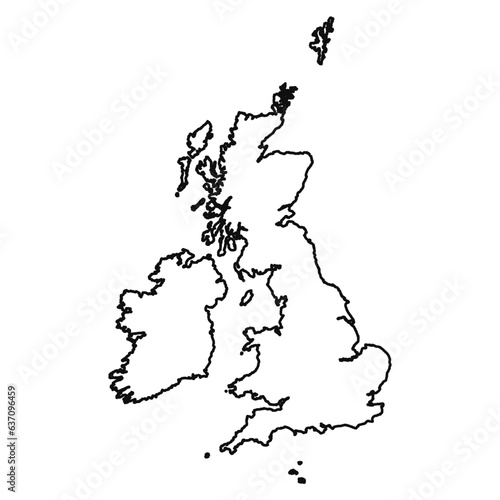 Hand Drawn Lined United Kingdom Simple Map Drawing