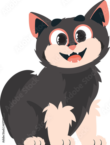 Sagaciouslybeat dim cat. Smiling cat. Cartoon style  Vector Illustration