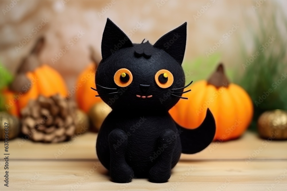 Craft diy from felt black cat. halloween diy Craft diy from felt black cat. halloween diy
