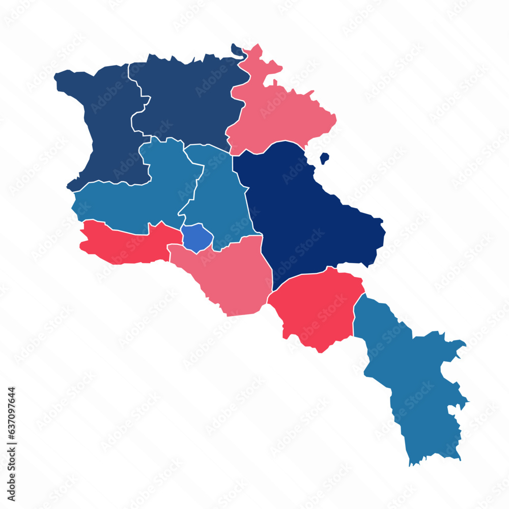 Multicolor Map of Armenia With Provinces Multicolor Map of Armenia With Provinces