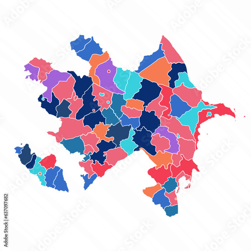 Multicolor Map of Azerbaijan With Provinces