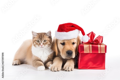 dog and cat with christmas gifts © Оксана Олейник