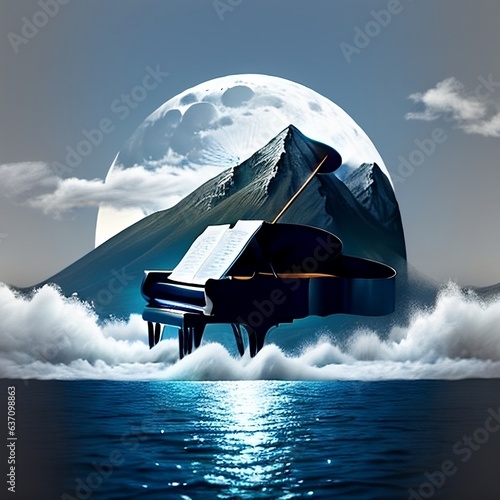 piano in the sea
