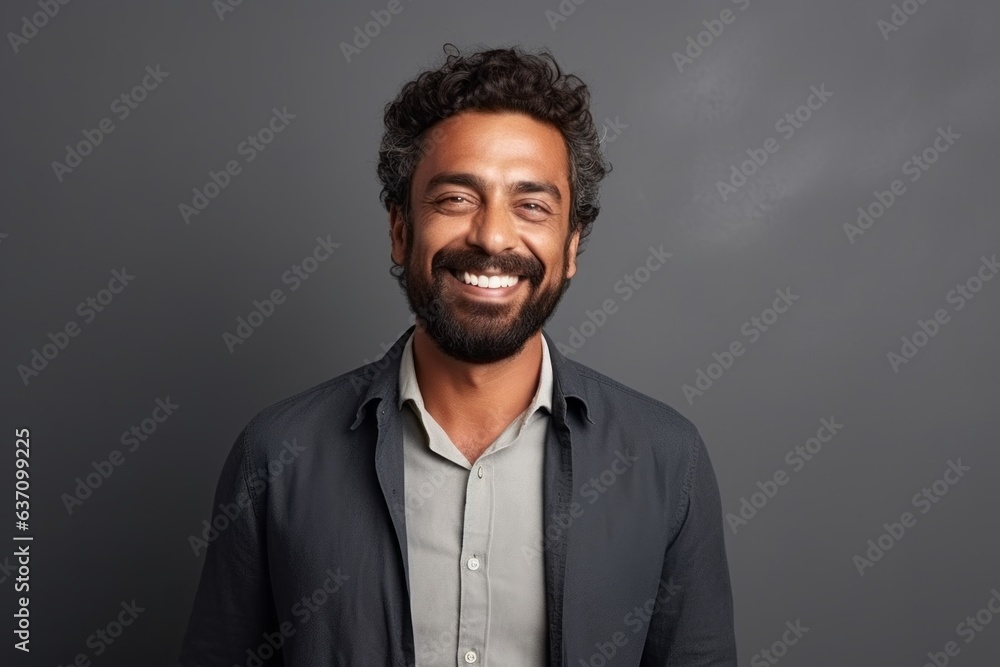 Medium shot portrait of an Indian man in his 30s in a minimalist background Medium shot portrait of an Indian man in his 30s in a minimalist background