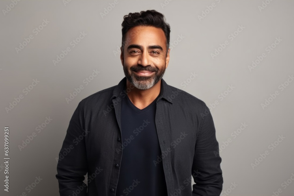 Medium shot portrait of an Indian man in his 30s in a minimalist background Medium shot portrait of an Indian man in his 30s in a minimalist background