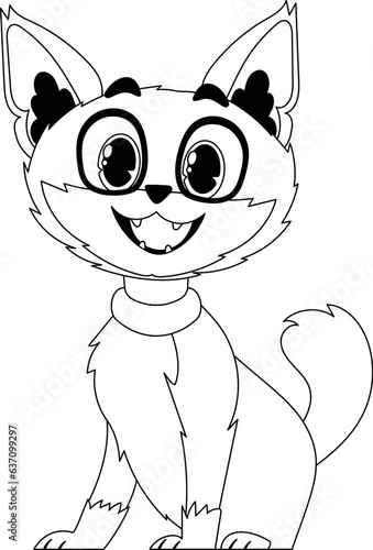 Cleverly cat in a organize organize, bewildering for children's coloring books. Cartoon style, Vector Illustration