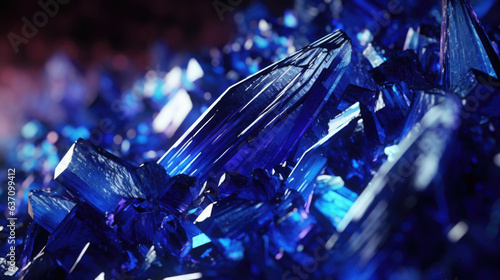 Hyperdetailed crystals of azurite. Royal blue azurite mineral stone. AI generated photo