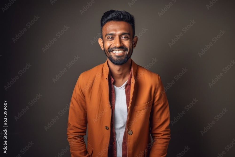 Lifestyle portrait of an Indian man in his 30s in a minimalist background Lifestyle portrait of an Indian man in his 30s in a minimalist background