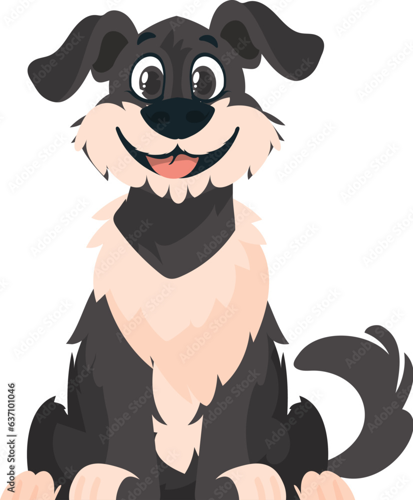 Fototapeta premium Entertainingbeat dim pooch. Smiling canine. Cartoon style, Vector Illustration
