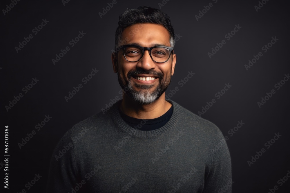 Lifestyle portrait of an Indian man in his 40s in a minimalist background Lifestyle portrait of an Indian man in his 40s in a minimalist background